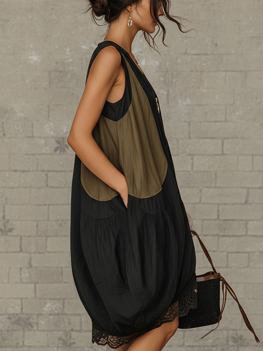Suze | Colorblock Jurk met Voorrits