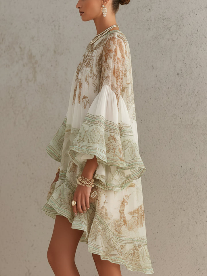 Ingrid | Groene Jurk met Volantdetails