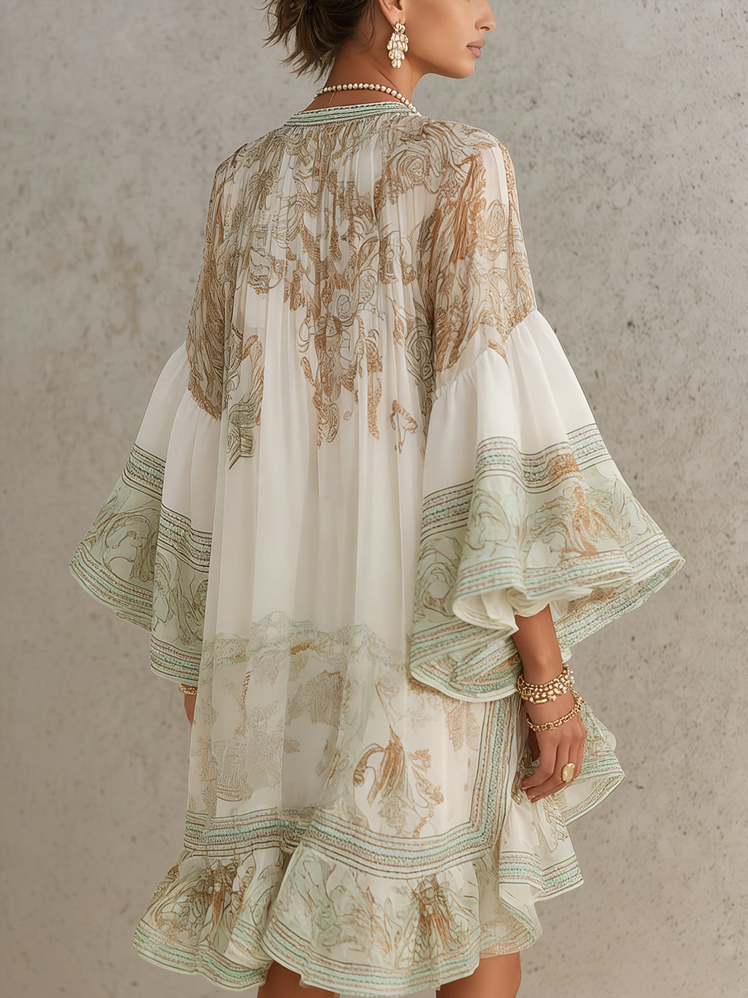 Ingrid | Groene Jurk met Volantdetails