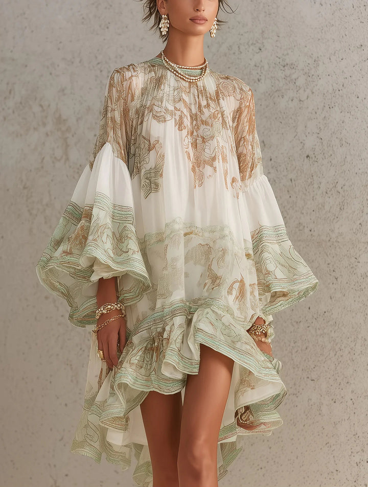 Ingrid | Groene Jurk met Volantdetails